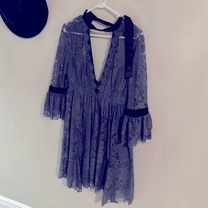 Free People Deep V flow lace dress